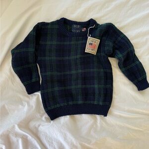 Boys 5/6 Cotton Plaid Christmas Sweater Old Glory Vintage Made USA Philadelphia